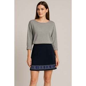 Emilio Pucci Skirt Women 6 Black Blue Geometric Trim Italy A Line Mini Luxury‎